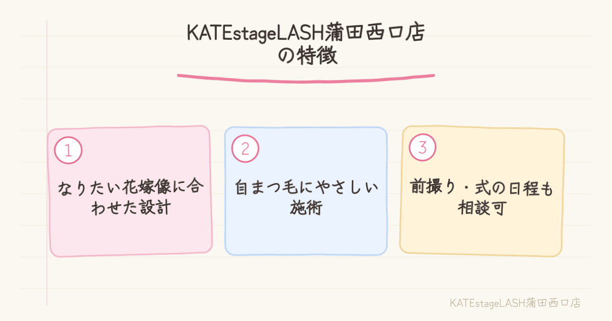 KATEstageLASH蒲田西口店のブライダル向けまつ毛パーマの特徴