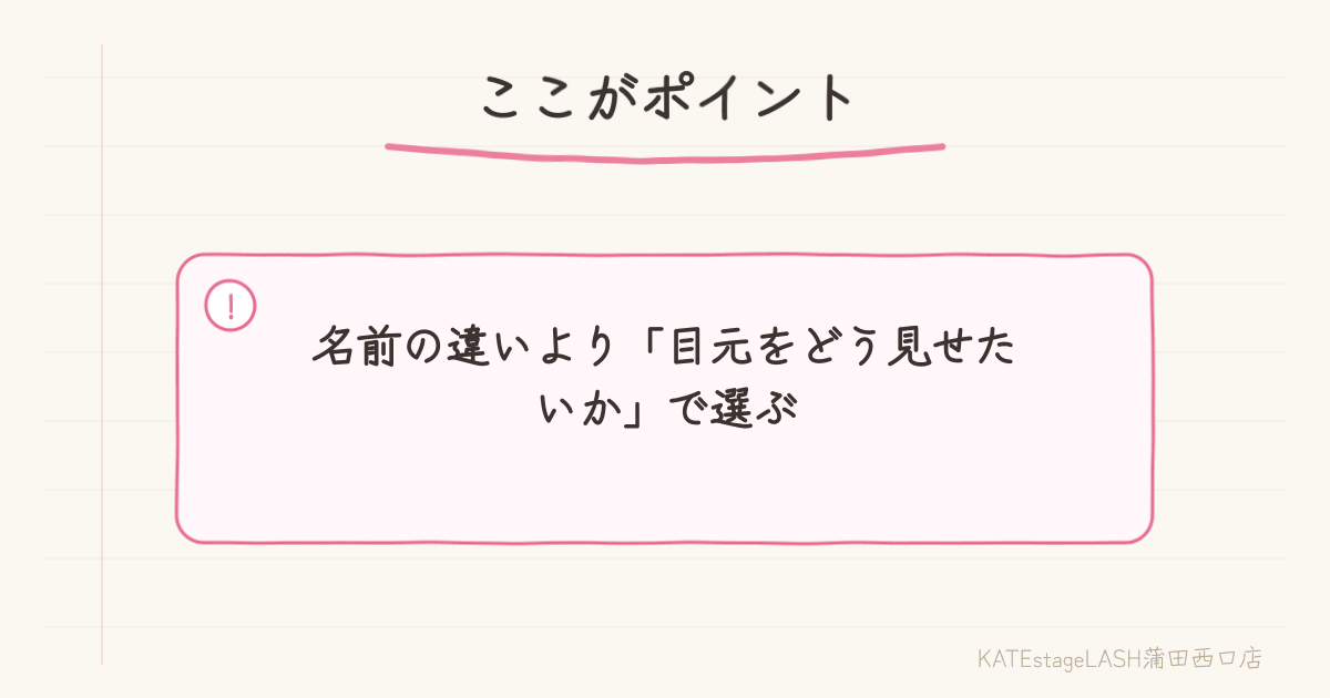 まつ毛パーマの種類の違いを相談するお客様