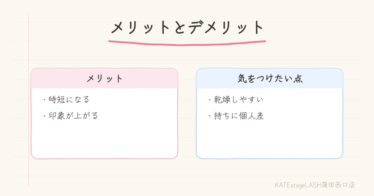 まつ毛パーマのデメリットと対策を比較した図解